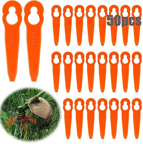 Chuancheng 50 Stück Kunststoff Rasenmähermesser für STIHL Polycut 2-2 FSA 45 Rasenmäher, Terrasse, Rasenmäher, Trimmer, Ersatzmesser