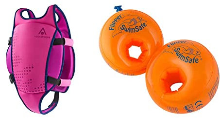 Aquasphere Unisex Jugend Swim Vest Schwimmweste Pink & Flipper Swimsafe 1010 - Schwimmflügel für Babys ab 12 Monaten, sichere Schwimmhilfe mit unzerbrechlichem PE-Schaumkern zum Schwimmen Lernen