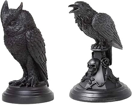 Halloween Eule Kerzenständer,Gothic Raben Eulen Teelichthalter Dekorativer Vintage Harz Kerzenhalter Kerzen Ständer Kerzenlicht Heimdekoration Halloween Horror Motto Party Tischdekoration