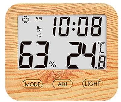 Tiardey Digitales Hygrometer, Temperatur- und Luftfeuchtigkeitsmesser mit Schreibtischuhren, Hintergrundbeleuchtung, genaue Zeitanzeige, Raumthermometer für Schlafzimmer, Büro