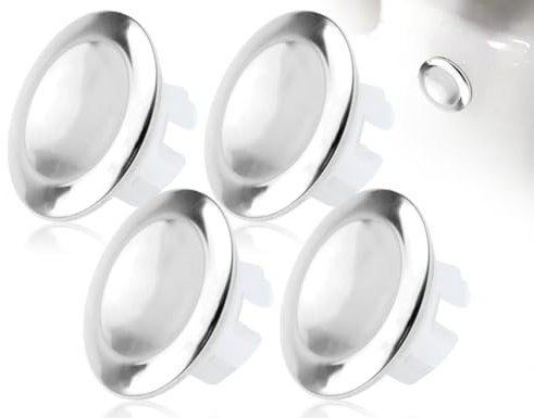 KAPSING 4 Stück Edelstahl Waschbecken-Überlauf Ring, Loch Abdeckung Spülbecken, für Durchmesser 22-24 mm, für Badezimmer Toiletten