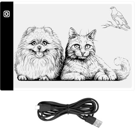Joyan Mesa de Luz para Dibujo A4 Mesa de Luz para Calcar 3 Niveles de Brillo Mesa Luz Dibujo Calcar Dibujos Proyector Pantalla De Luz para Dibujar Pizarra Luz Led Diamond Painting Accesorios