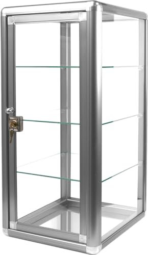 Vitrine aus gehärtetem Glas mit Schloss und Lichtwahl (BD1302LT - 3 Regale mit Lichtern)