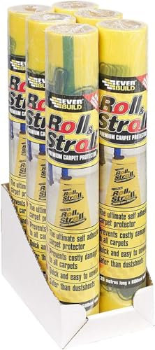 Roll & Stroll Premium Carpet Protector - DIY Self Adhesive Floor Protection for Carpets – Roll and Stroll Floor Paint Protectors – Waterproof Sturdy Trip Free Hard Floor Film Covering (75 Metres)