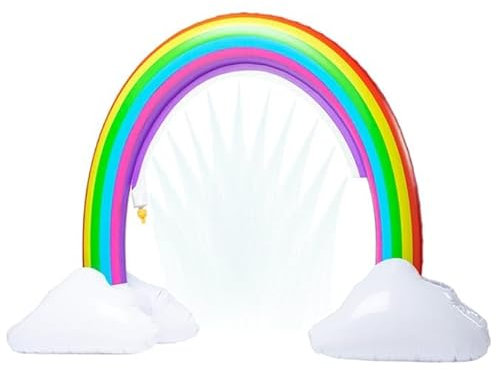 5.5ft Tall Inflatable Rainbow Sprinkler Easy To Inflate High Giant Arch Water Play Spray Toy, Outdoor Summer Party Toys for Boys Girls