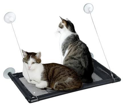 Maximex XXL-Hängematte, Fenster Liegematte für 2 Katzen, belastbar bis 35kg, zuverlässige große Saugnäpfe, inkl. kuschelig-warme Plüschauflage, 67x38 cm