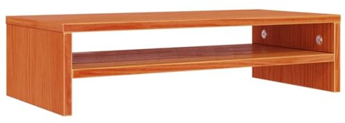 vidaXL Support de Moniteur Double en Bois de Pin Solide - Marron Miel 50x24x13 cm - Support d'Ordinateur Portable de Bureau
