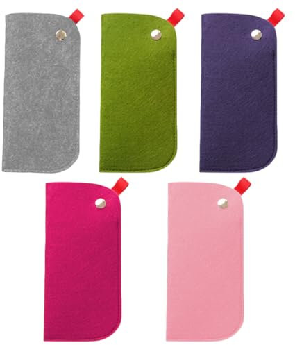 WMUVAZA Astuccio Sacchetto per Occhiali, 5 pezzi morbida occhiali custodia, Feltro portatile da viaggio Occhiali da Custodia Astuccio marsupio per occhiali da sole, Astuccio per Occhiali da Sole
