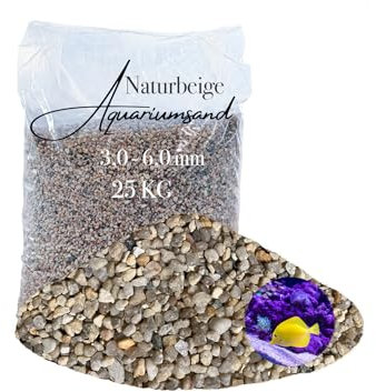 Aquariumsand Aquariumkies beige im 25 kg Sack, kantengerundet, gewaschen, ungefärbt 3,0-6,0 mm