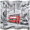 Homgoday Paravent, faltbar, 200 x 170 cm, Druck Londoner Bus, Schwarz und Weiß, Möbel, Paravent für den Außenbereich, Balkon und Garten, Trennwand für den Außenbereich, Trennwand für den Außenbereich