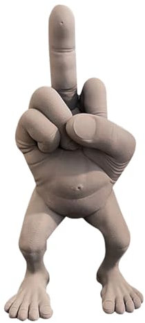 KyeeaDIY Humorvoller Mittelfinger mit Beinen Impression 3D Plastique Statue Skulptur,lustiges Gedruckte Dekoration Moderne Figuren,Home Office Schreibtisch Décor 7.5*6*3.5cm & 16*8*6cm (Grey Big)