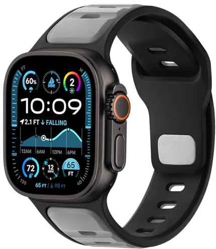 Anlinser Compatibile con Cinturino Apple Watch 49mm 46mm 45mm 44mm 42mm, Cinturini in Silicone Sport Loop per iWatch Ultra 3/2/1 Serie 11 10 9 8 7 6 5 4-1 SE, Verde Chiaro