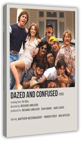KJUFE Minimalistisches Filmposter Dazed And Confused Everybody Wants Some Film, 1 Leinwand-Poster, Schlafzimmerdekoration, Landschaft, Büro, Raumdekoration, Geschenk, 60 x 90 cm