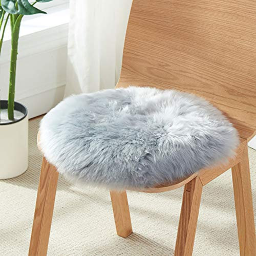 Rundes Sitzkissen aus natürlichem Schaffell Luxuriöse rutschfeste Autositzauflage aus pelziger Reiner Wolle für optimalen Fahrkomfort (Durchmesser 40 cm)