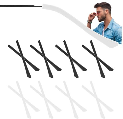 8 Paar Brillenbügel Überzug Rutschfeste Silikonhülle für Brille Sanft Brillenbügel Reparatur Ersatzteile Brillenersatzzubehör für Metall Dünne Sonnenbrillen Brillenbeine