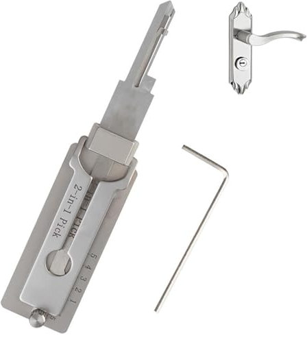 Master Key Decoder Lock Picking Tool,Key Decoder Lock Pick,Stainless Steel Master Key Decoder Locksmith Tools,2 in 1 Master Key Decoder Lock Picking Tools Access Doors Easily Various Shapes (SS001)
