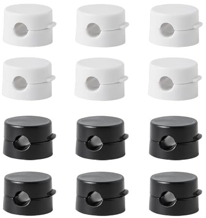 12 Stück Kabelhalter Kabelclips Selbstklebend Kabel Organizer Magnetische Kabelmanagement Kabelorganizer für Nachttisch, Schreibtisch, Ladekabeln (Schwarz + Weiß)