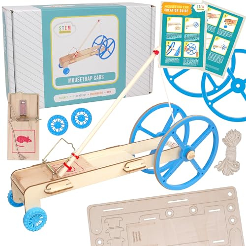 Mousetrap Car Kit, 10-Pack – Build 10 Mousetrap-Powered Cars, Hands-On Physics STEM Project Kit for Classrooms, Ages 8+