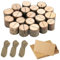 Porte Cartes en Bois Titulaires Stands, 20 Pièces Porte Nom Table, Stands en Bois avec 30m Ficelle, Carte Numéro Table, Pour Mariage, Bureau, Anniversaire, Photos