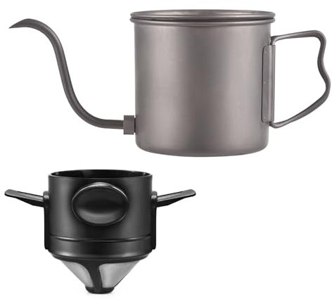 YIWEOG Tetera de 400 ml de cuello de cisne hervidor de café Ti con mango plegable Hervidor de agua con filtro de café