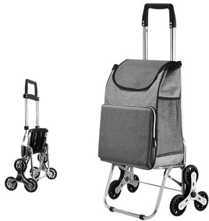 Carrello Della Spesa Regolabile in Altezza, Carrello per Scale, Carrello Spesa Pieghevole per Lavanderia, Bagagli(Gray)