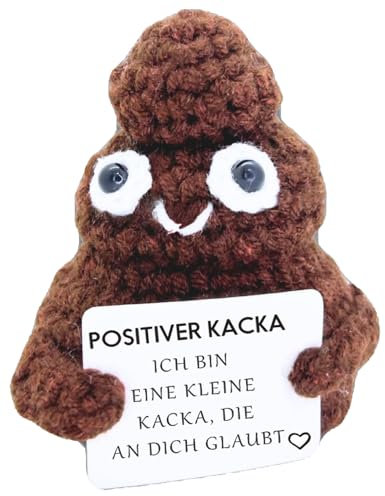 Lustiges Geschenk für Frauen & Männer – Positives Plüschtier, perfekt für Geburtstag, Weihnachten, Wichteln & Deko zu Hause oder im Büro (Positiver Deutscher kacka)