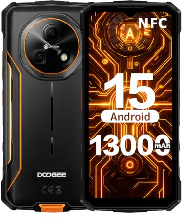DOOGEE Fire 5 Pro Rugged Smartphone - Android 15, 13000mAh Rugged Phone, Gemini AI & Helio G81 Octa-Core 20GB + 128GB Mobile Phones, 6.6 90Hz Display, Waterproof Phone, 3 Card Slots, NFC/OTG/GPS,2025