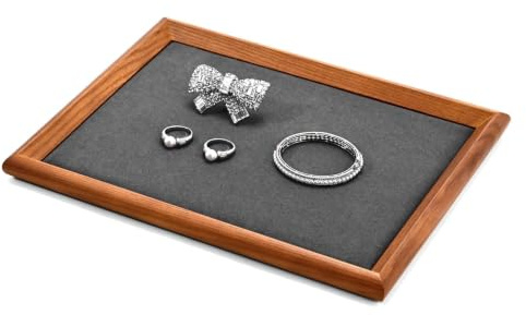 Papten Wooden Jewellery Tray Large Jewellery Display Tray | Jewellery storage tray, suitable for display on retail counters and for organising jewellery on a dressing table at home