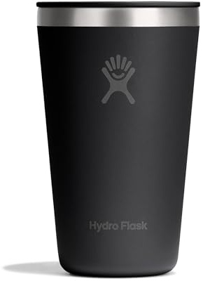Hydro Flask – All Around Tumbler Press-In Lid 473 ml (16 oz) | Isolierter Edelstahl – Auslauf- & spritzgeschützt, passend für Getränkehalter – Kalt 24 Std., heiß 12 Std. – Black