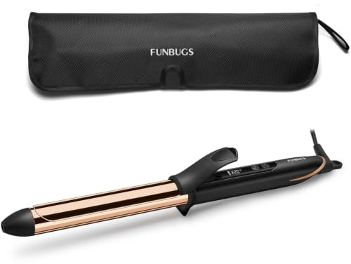 FUNBUGS 25mm Titanium Curling Tongs - Hair Curler Anodised for Bouncy Curls