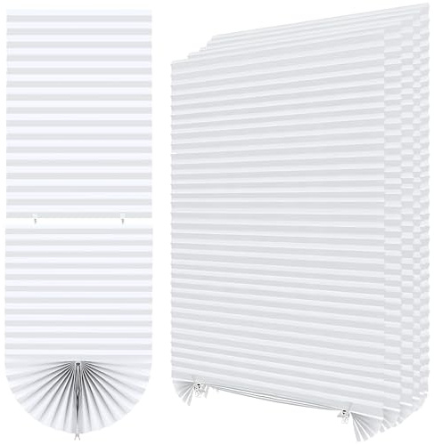 6-Pack No Drill Blinds for Windows,Temporary Blinds Stick On,Easy Fit,Self Adhesive,Non-Woven Fabric Crop According To Size, Privacy Protection,for Bathroom Bedroom Kitchen Windows-(White,60 * 150cm)
