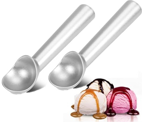 Wmzjnljy 2pcs 2.5oz Ice Cream Scoop One-Piece Nonstick Aluminum Ice Cream Scooper Easy Clean, for Gelato, Cookie Dough, Sorbet, Almond(B3-2)
