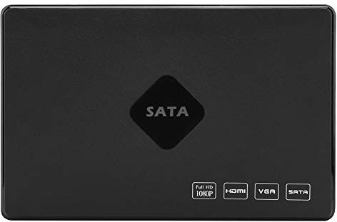 Cryfokt Lecteur de Disque Dur SATA Full HD de 2,5 Pouces, Lecteur Multimédia de Mémoire 120G Prenant en Charge MPEG1/2/4 H.264 RM RMVB FLV, avec Sortie HDMI VGA YPbPr CVBS, pour la (Prise UE)