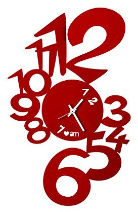 Arti & Mestieri Lupin - Orologio da Parete di Design 100% Made in Italy - in Ferro, 30 x 48 cm - Rosso