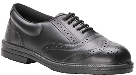 Portwest FW46 Steelite Executive Brogue Lace-Up Fastening Leather Outsole | Black, 6, CE Certified, UKCA Marked, S1P EN ISO 20345, Regular Fit, Anti-Static Footwear, Pierce Resistant Steel Midsole