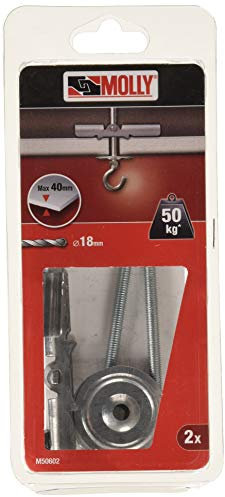 Molly M50602-XJ Chevilles à bascule avec M6 crochets, Gris, Set de 2 Pièces