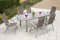 MERXX 7tlg. Carrara Set Taupe, 6 Carrara Klappsessel, 5-Fach verstellbar, 1 Ausziehtisch, 160 (220) x 90 cm, graue Glasplatte