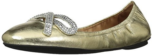 Marc Jacobs Women's Willa Strass Bow Ballerina Flat Ballet, Gold, 3 UK