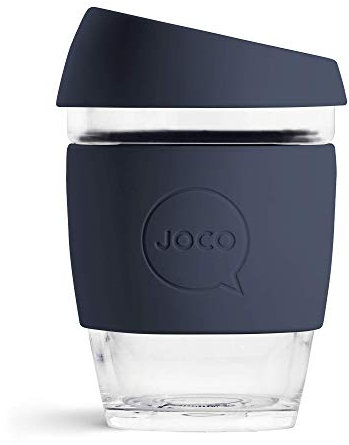 JOCO Glass Reusable Coffee Cup (Mood Indigo, 12 oz)