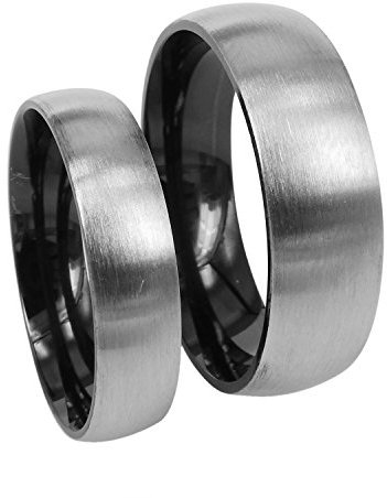 Everstone Titan Ringe Eheringe Titan Ringe Schwarz und Silber Größe: 47-76
