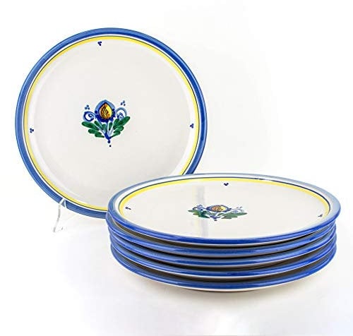 CEAR ceramiche - Juego de 6 platos de pizza hechos a mano de cerámica de Caltagirone
