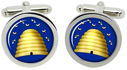 Gift Shop Bienenkorb Freimaurer Symbol Manschettenknöpfe in Chrom Verpackung