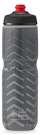 Polar Bottle Breakaway Insulated Bike Water Bottle - BPA Free, Cycling & Sports Squeeze Bottle (Bolt - Charcoal & Silver, 24 oz)