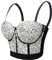 Woboren Damen Pailletten Perlen Bustier Crop Top Push-up Club Party Korsett Top with Detachable Strap