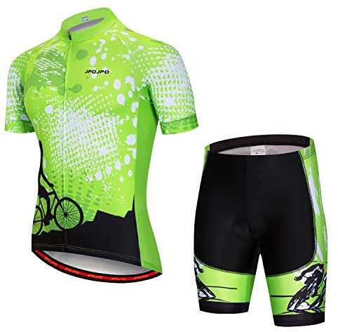 JPOJPO Herren Radtrikot Set Radtrikot Kurzarm + Männer Radhose mit 5D Sitzpolster MTB Fahrradbekleidung