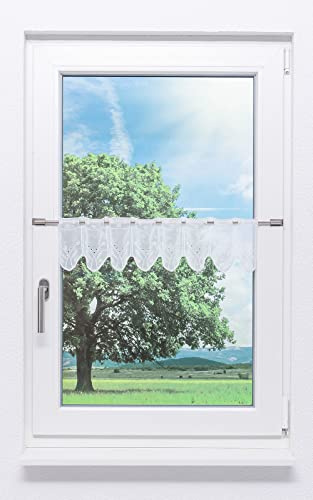 LYSEL Scheibengardine Blümchenpaar (Bx H) 107cm * 15cm weiß/reinweiß