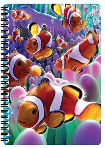 3D LiveLife A5 Notizbuch - Clownfisch von Deluxebase. 80-seitiges 3D-Clownfisch-Notizbuch. Schul- oder Büromaterial mit Kunstwerken, von renommierten Künstler David Penfound lizenziert