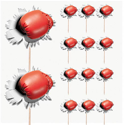 AK Giftshop Boxing Gloves Birthday Party Food Cupcakes Picks Decorations Toppers (Pack of 14)