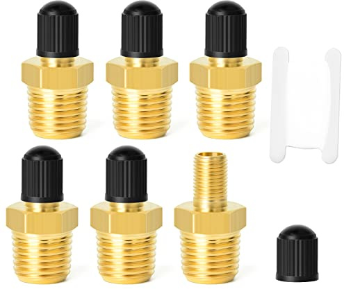 GASHER 6PCS 1/4 NPT Tank Valve Anti-Corrosion Brass Schrader Valve with 1/4 Male NPT,Using with Air Compressor Tanks
