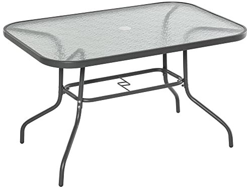 Outsunny Table de Jardin rectangulaire dim. 120L X 80l x 70H cm métal époxy Gris Plateau Verre trempé